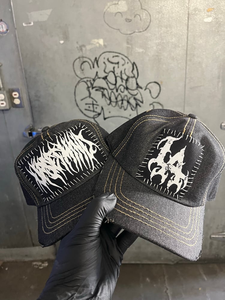 Image of D.I.Y stitched denim snap back hats 