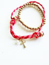 RED AND WHITE CROSS CHARM PARACORD BRACELET