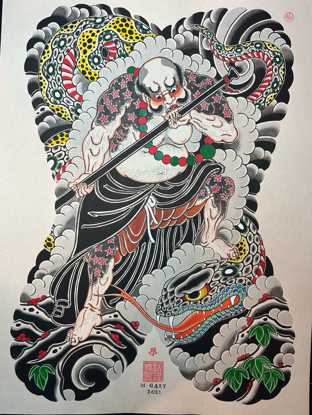 Image of Original Painting Hero & Giant Snake