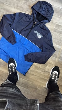 Image 2 of OG Money runs the world 1/4 zip windbreaker- blue/black 