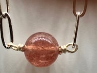 Image 5 of Paper Clip Bliss| Strawberry quartz silver paperclip chain necklace | earrings | bracelet