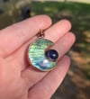 Electroformed Labradorite moon snd Amerhyst necklace 01
