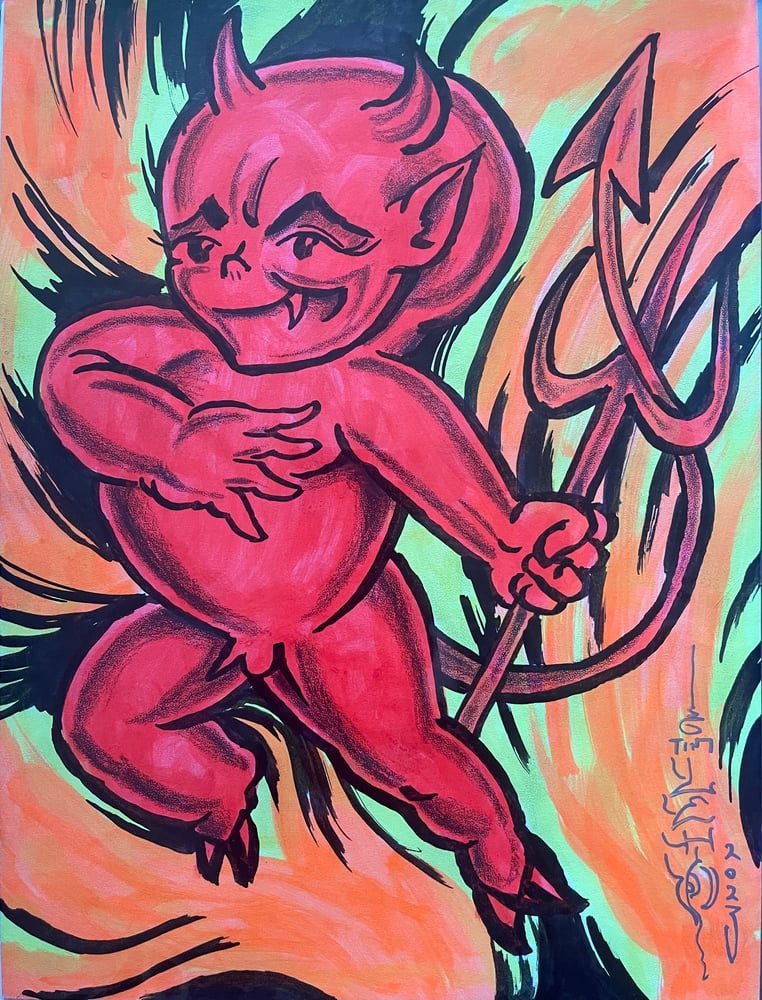 Image of Original Tim Lehi "Pee Devil" Painting