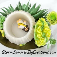 Image 2 of Small round Yellow Flower Prayer/Trinket Box 