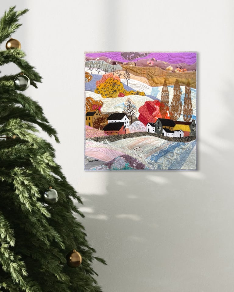 ‘Winter lace’ - winter art quilt, 57x54 cm