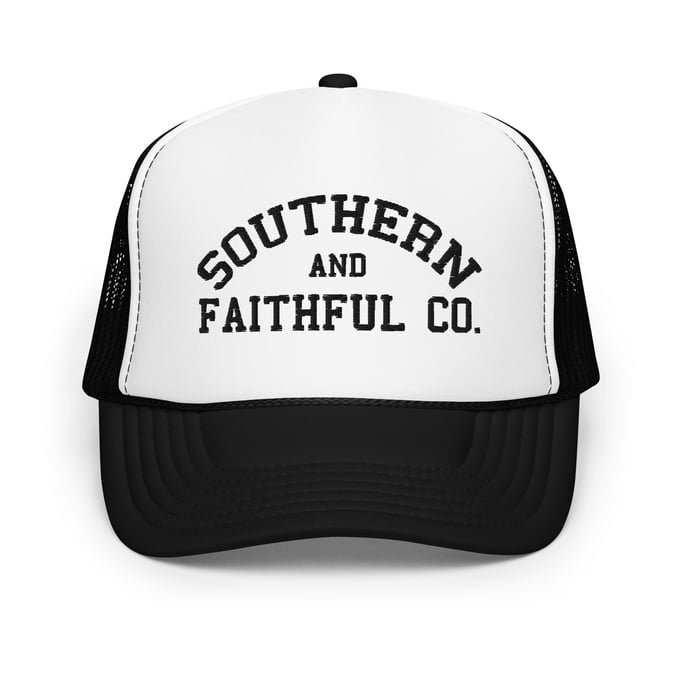 Image of Southern and Faithful Trucker- Black and White