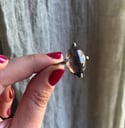 Superbe bague de créateur en argent massif avec quartz fumé serti, vintage, taille 49-50