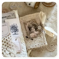 Image 10 of handmade sewing book needle book with lace samples
