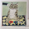 Small square art print -cat on a mat 