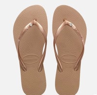 Image 1 of Havaianas Slim Crystal SW II Flip-Flops- Rose Gold