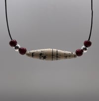 Handcrafted Paper Bead Necklace using Vintage Sheet Music & Sterling Silver Ring Beads