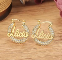 Image 3 of Mini Custom Gold Diamond Hoops