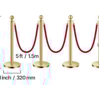 Image 1 of Red Carpet Ropes and Poles,  Velvet Ropes, 5ft Stanchion Rope, Gold Stanchions  for rent only 