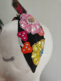 Image 7 of Black all seeing evil eye protection Bag and multi coloured flowet and mushroom head band  Copy