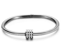 Rhinestone Silver Clasp Bangle 