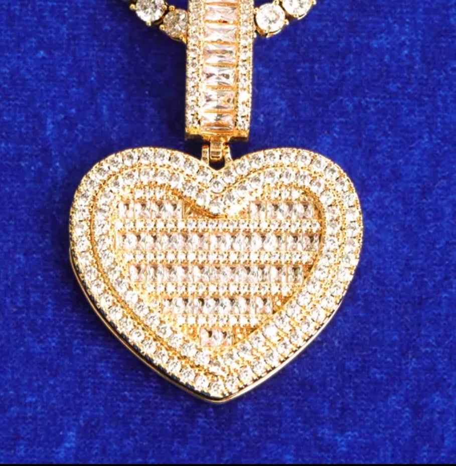 Image of Baguette heart locket chain 
