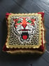 Red Velvet Leopard Tiger Patch Fringed Cushion Cover Image 10