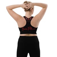 Image 2 of Red and Black Roses Longline Sports Bra