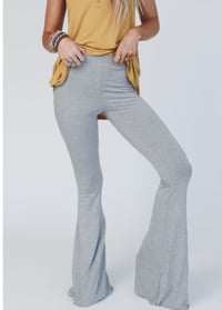 Image 1 of Cher Solid Raw Edge Flare Pants - Grey