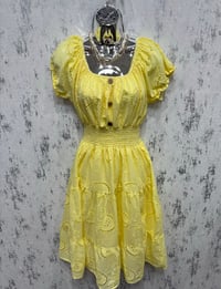 Image 3 of Cherry - Broderie Angleise Bardot Style Midi Dress