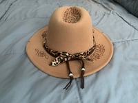 Image 4 of "Fuerza y Dignidad"  Hand-Burned Narrow Brim Panama Hat