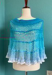 Image 1 of Handmade Crochet Poncho Bleu Claire