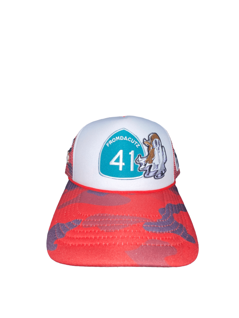 Red & White Camo Trucker Hat 