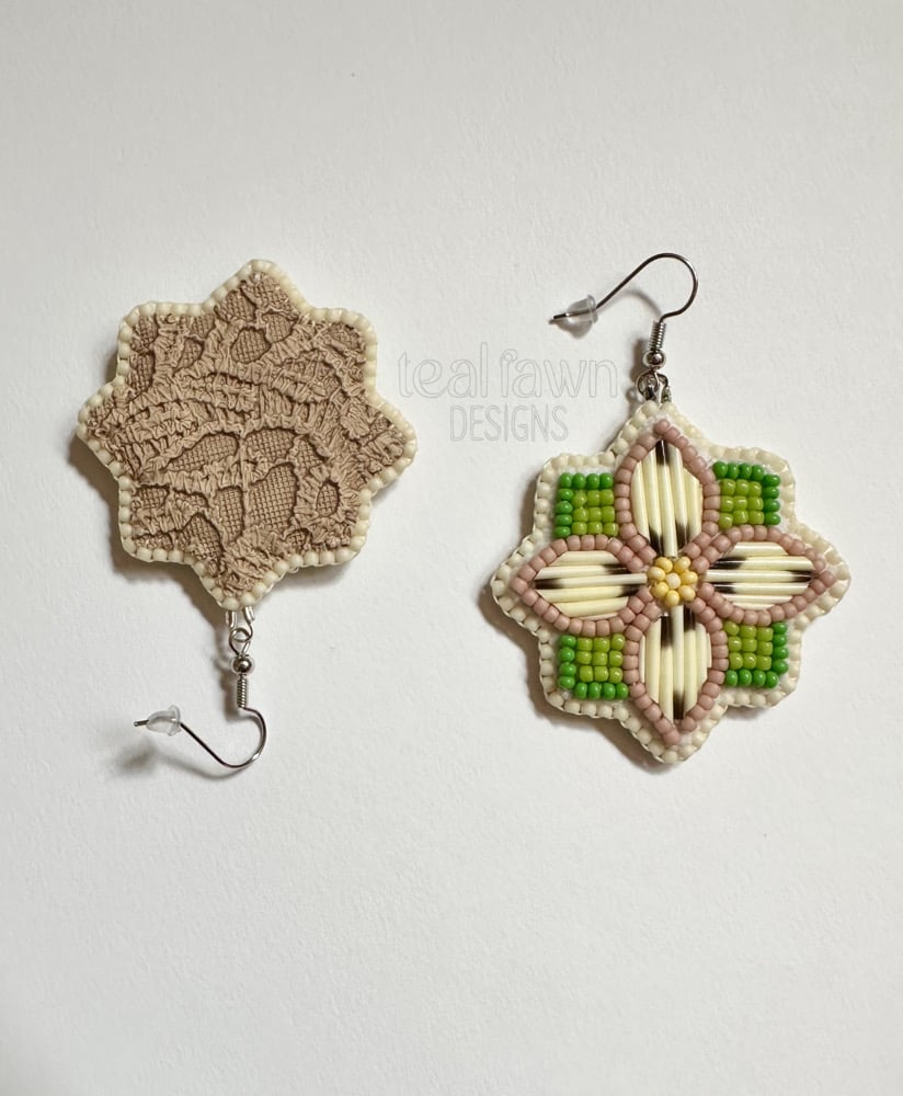 Image of Pastel floral Porcupine quill earrings 