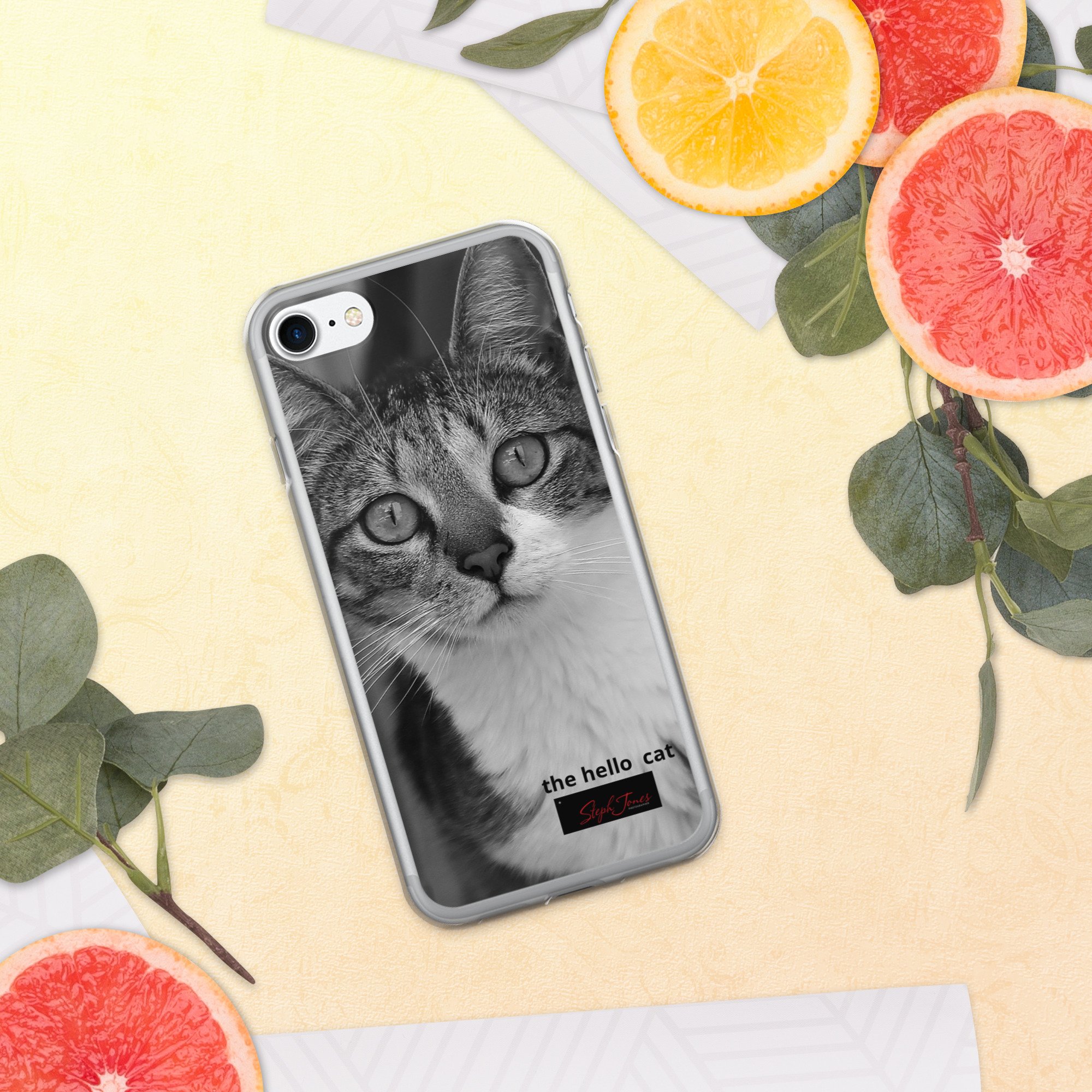 Image of iPhone Case. The Hello Cat. Steph Jones Pet Portrait Collection. 