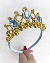 Image 4 of Baby Blue & Gold Princess tiara crown princess dress up hair accessories 