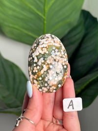 Image 1 of CHOOSE YOUR OWN PINK AND GREEN VEINLESS OCEAN JASPER PALM STONES -MADAGASCAR- 