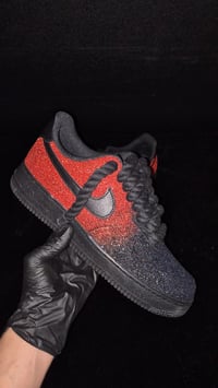 Image 2 of Black/Red Glitter Rope Laced Red Bottom AF1