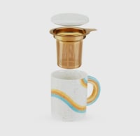 Image 2 of Everlee Speckled Ceramic Mug with Tea Infuser and Lid