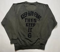 Image 1 of KEEP GOD FIRST- DARK GRAY- EMBROIDERED CREWNECK
