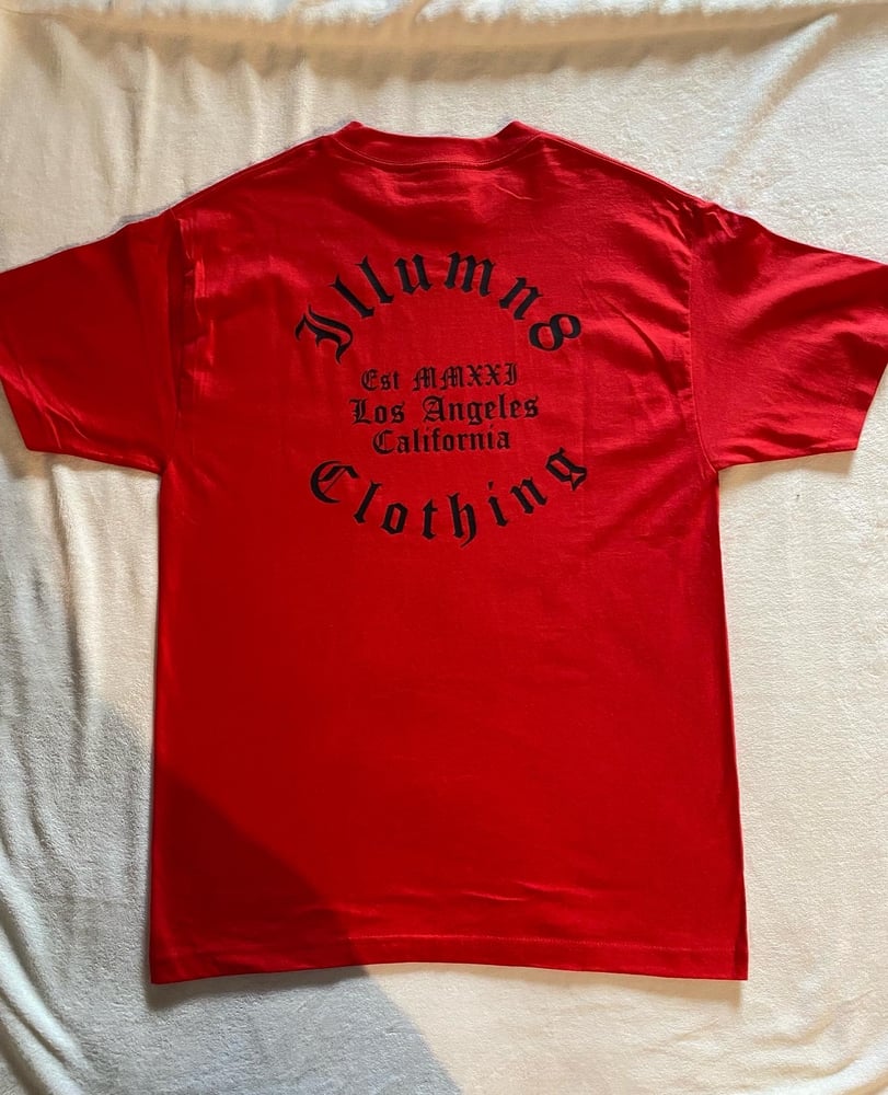 Image of Red illumn8 unisex tshirt 