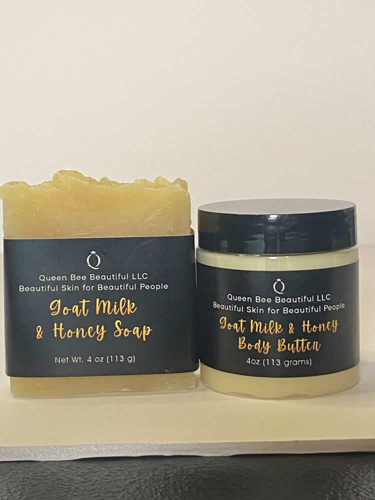 Image of Goat Milk & Honey Soap and Body Butter Set w/ soap saver included