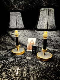 Image 2 of Black and gold Vintage Vanity lamp   - Real preserved spider webs 