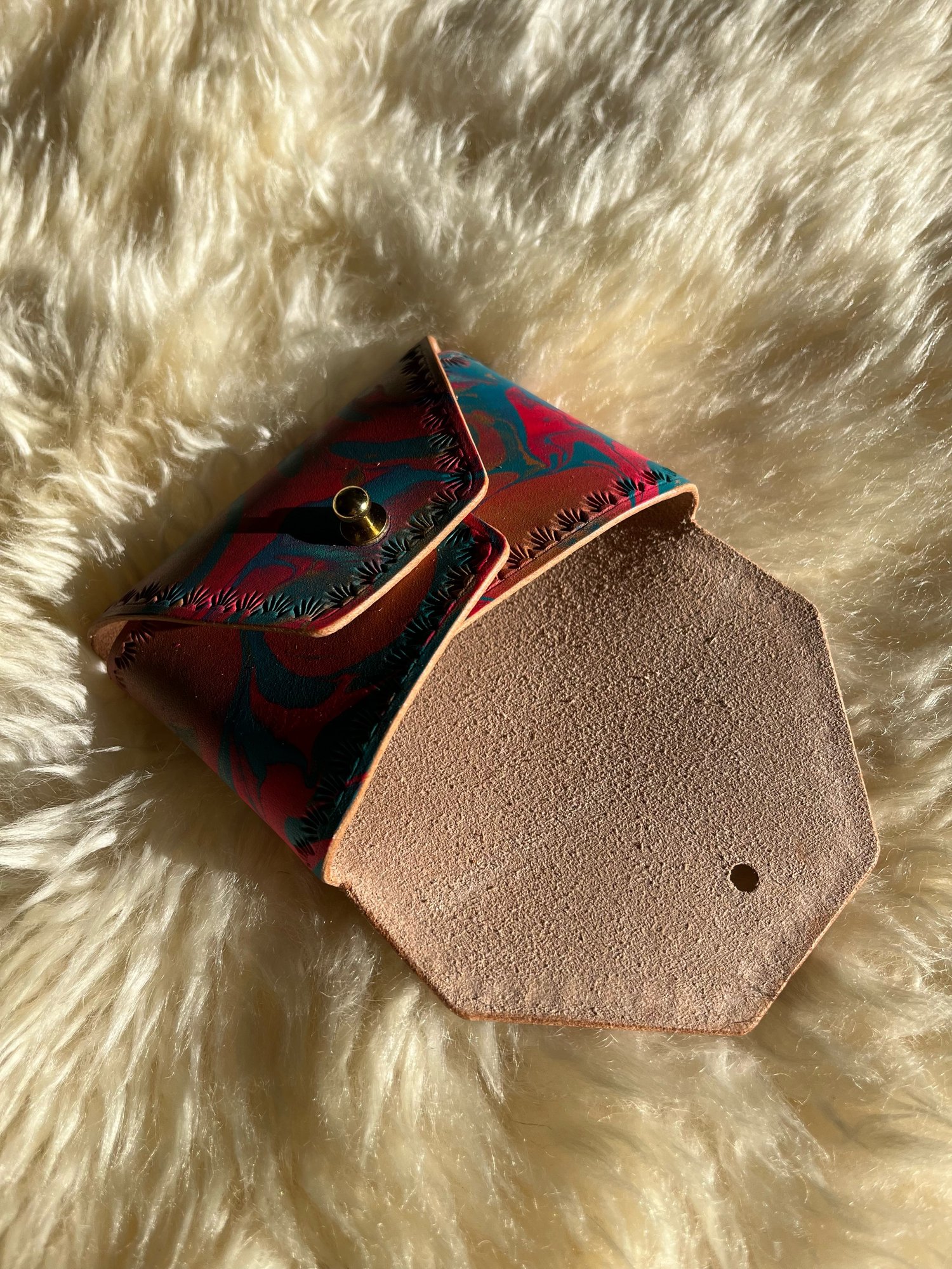 Image of Hot Pink/Turquoise Marbled “No Stitch” Card Wallet 