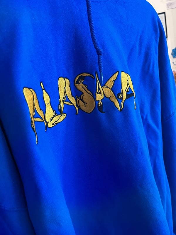 Image of ALASKA Embroidered Heavy Blend Hoodie//blue