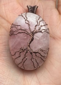 Image 3 of Rose Quartz Tree of Life Pendant – Knotted Roots Symbolizing Growth & Grounding