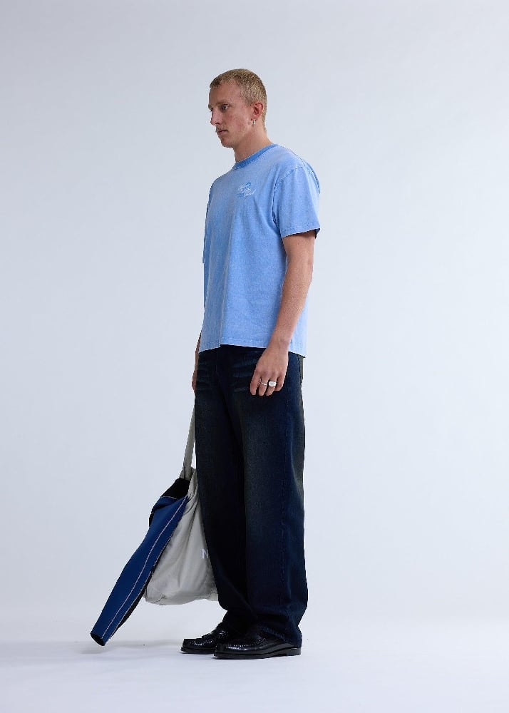 Image of NEW AMSTERDAM SURF ASSOCIATION WELCOME TO PALMBEACH TEE BLUE