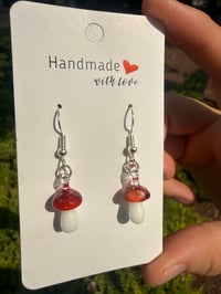 Image 1 of Red Blizzard Mushroom earrings 