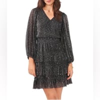 Image 1 of VINCE CAMUTO black tiered sparkle dress