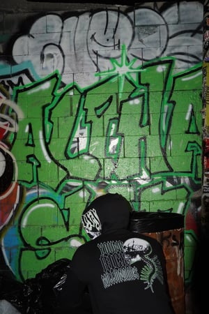 Image of “DEMOND FACE” FULL ZIP HOODIE(GREEN)