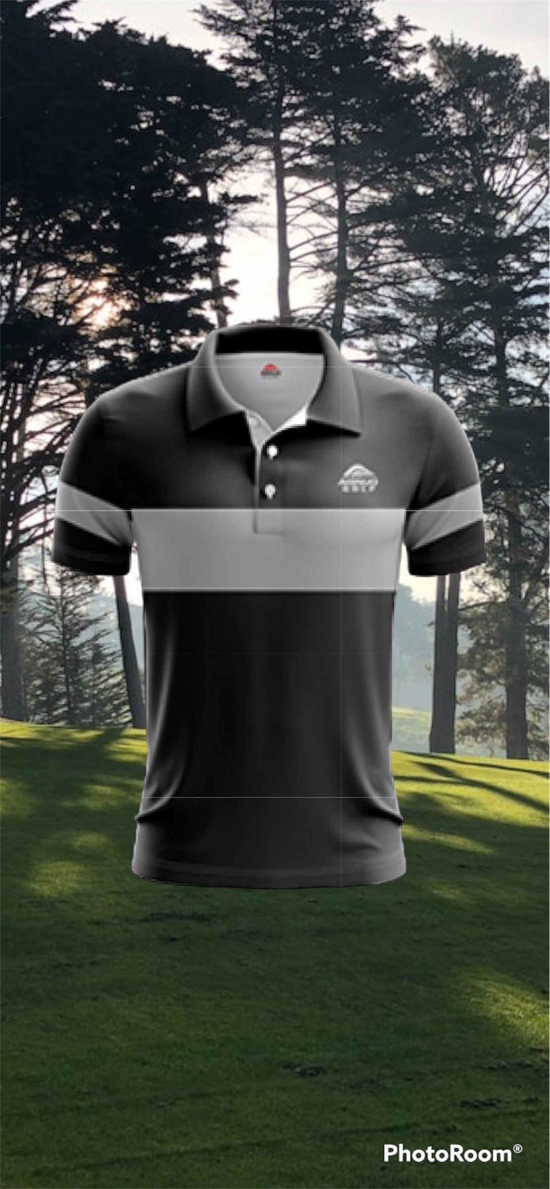 Image of Men’s black and grey golf shirt