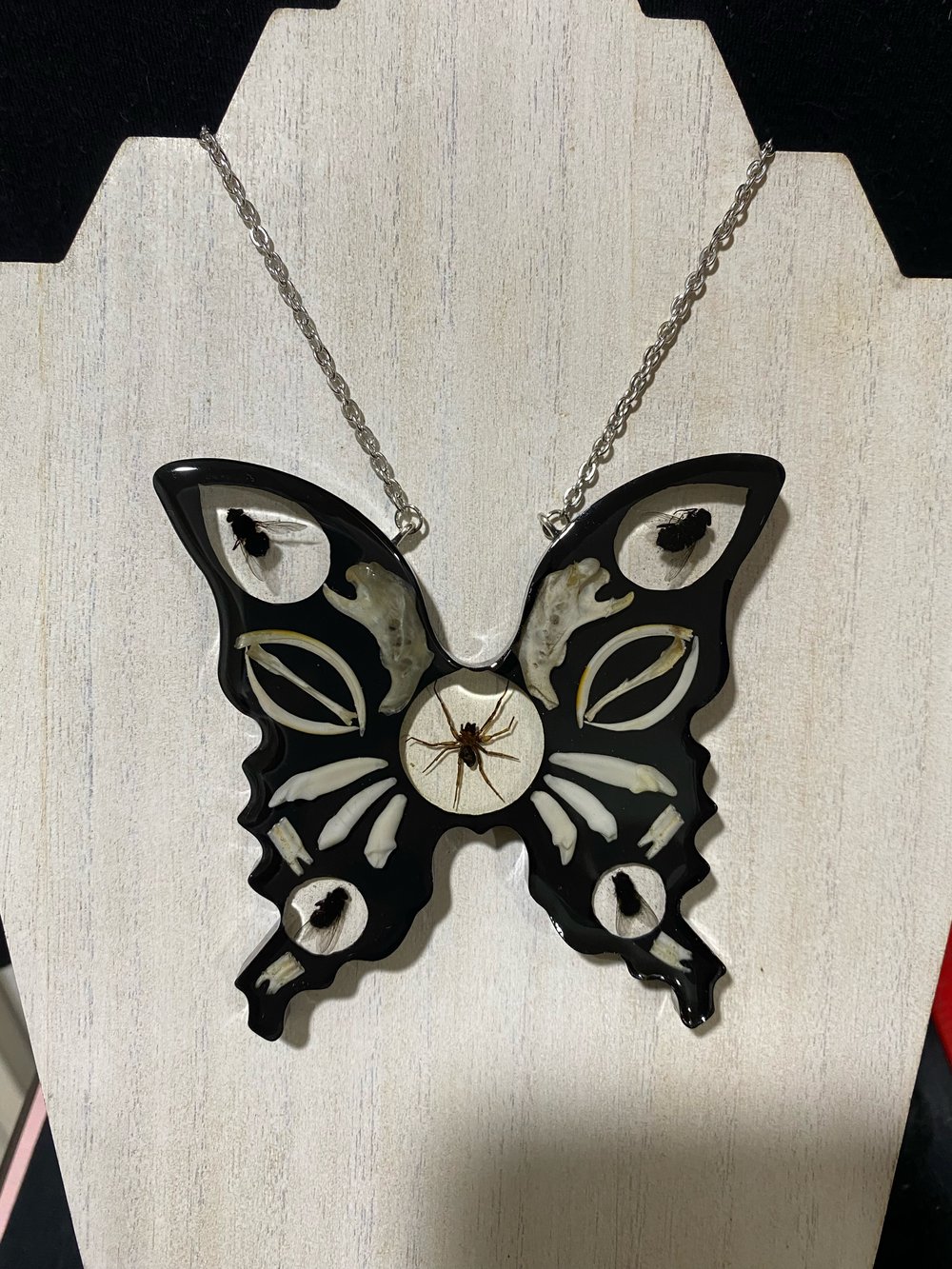 Predator and Prey Butterfly Bone Pendant 