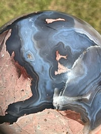 Image 3 of Large Volcano Agate Sphere UV #2112