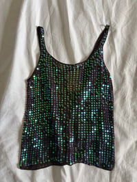 Image 2 of Vintage Y2K Aubergine iridescent sequin crochet cami 