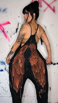 Image 4 of “EARTH ANGEL” CUSTOM BLEACH PAINTED OVERSIZED ROMPER SMALL