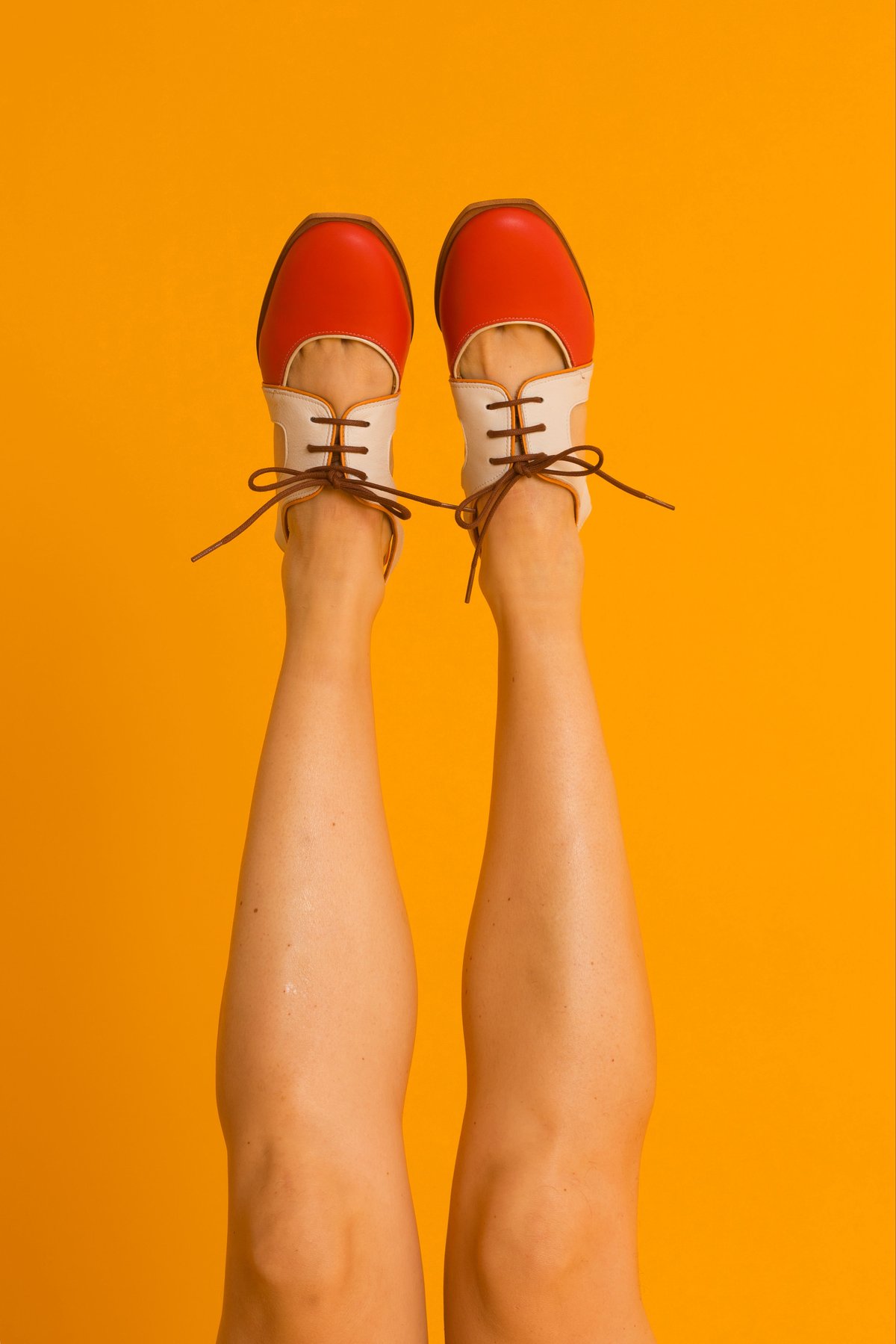 Image of Zapato cordones Beige y Naranja